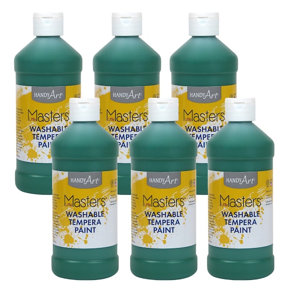 Handy Art Little Masters Washable Tempera Paint, Green, 16 oz., 6PK 211745 - main